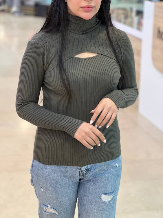 بلوز بافت زنانه سبز تیره